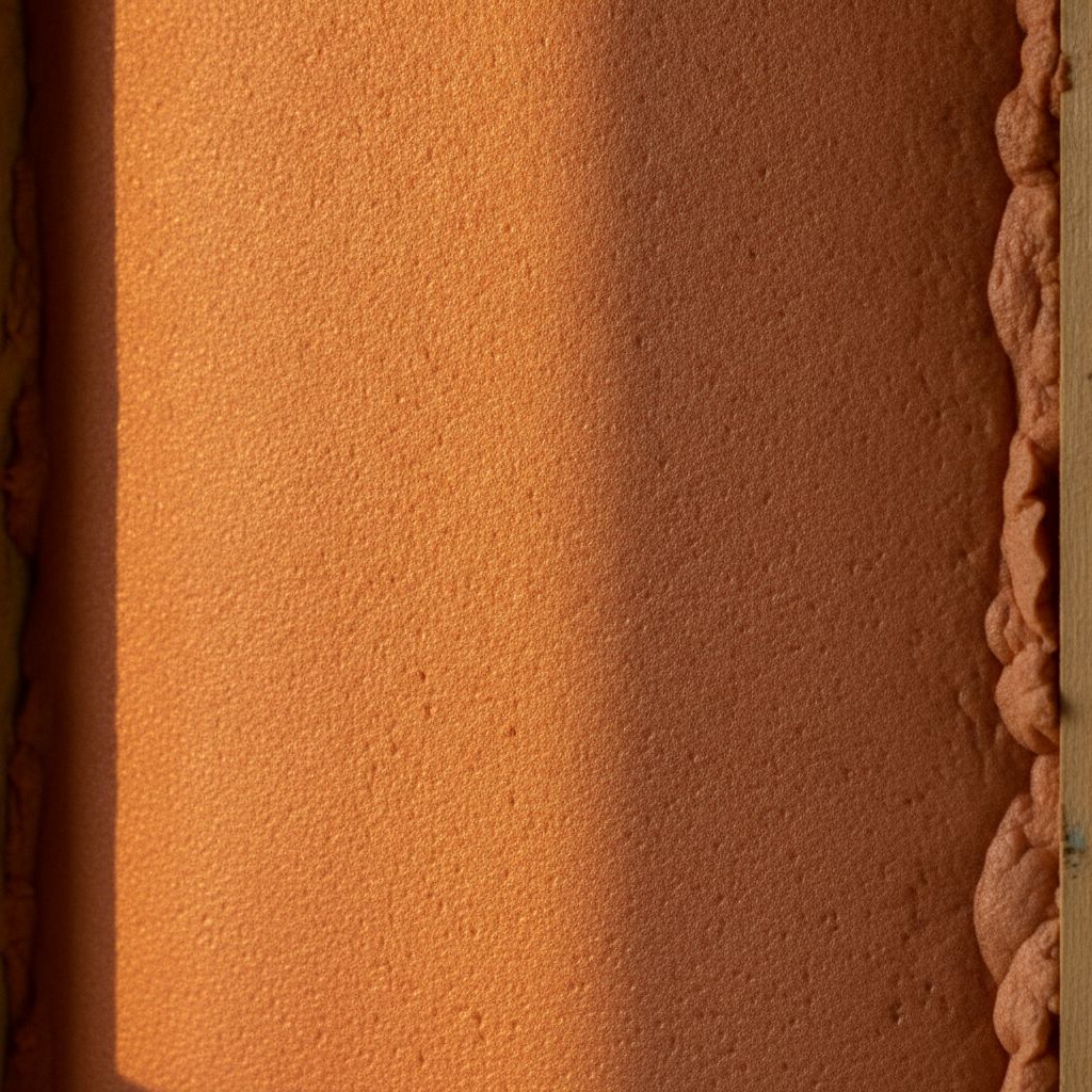 Close-up of precise spray foam application technique
